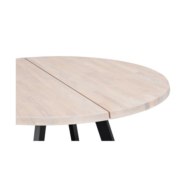 Masă de dining rotundă din stejar albit cu picioare metalice Rowico Freddie, ø 160 cm-image-4