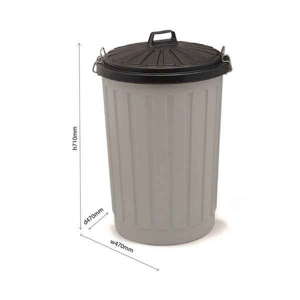 Pubelă din plastic cu capac negru Addis, înălțime 71 cm, gri-image-1