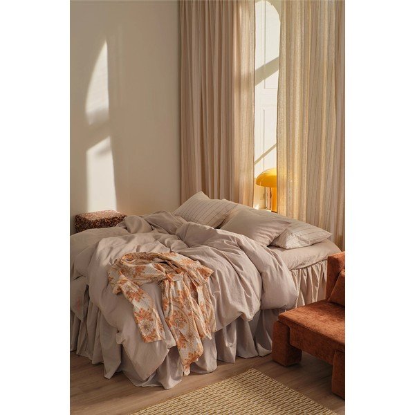 Lenjerie de pat bej din amestec de in pentru pat de o persoană 150x200 cm Elly – Ellos Home-image-1