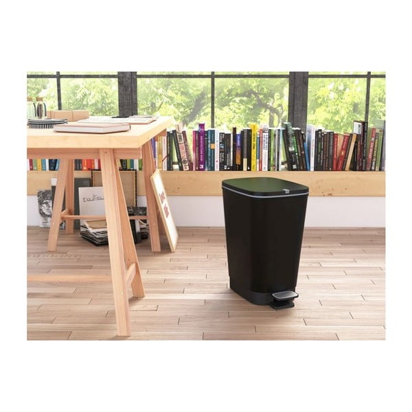 Coș de gunoi negru mat cu pedală din plastic 25 l Chic Bin – KIS-image-1