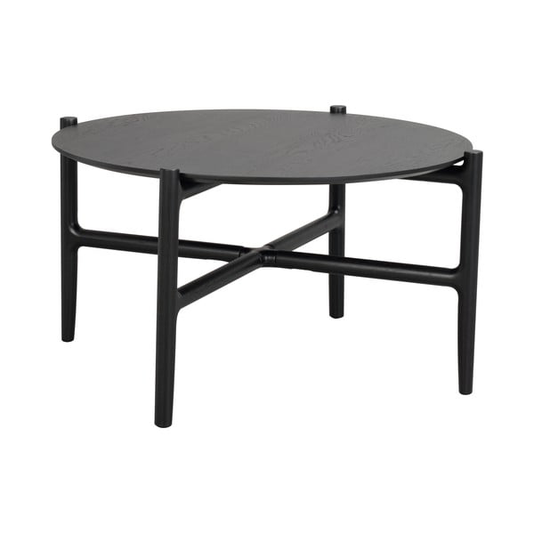 Masă de cafea din lemn de stejar natural Rowico Holton, ø 80 cm, negru-image-4