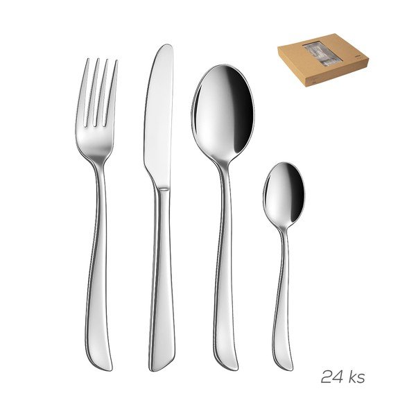 Tacâmuri argintii din oțel inoxidabil 24 buc. Shape – Orion