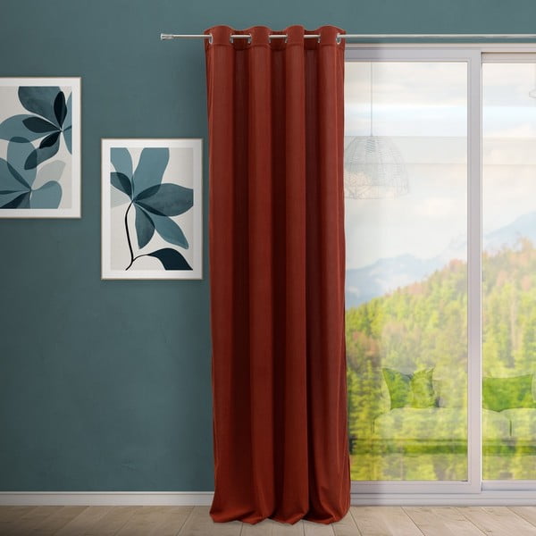 Draperie teracotă din catifea reiată 140x260 cm Merely – Casa Selección-image-1