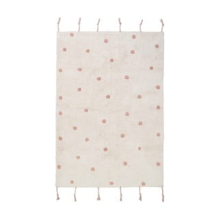 Covor lucrat manual din bumbac Nattiot Numi, 100 x 150 cm, bej - roz