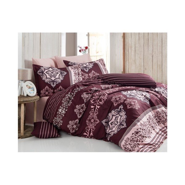 Lenjerie de pat cu cearşaf din bumbac satinat Charme Dusty, 200 x 220 cm