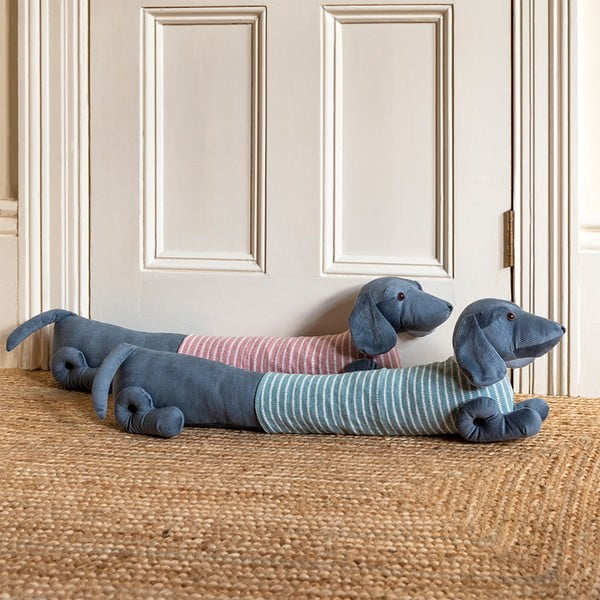 Protecție anti-curent pentru ușă roz-gri 17x76 cm Sausage Dog – Rex London-image-1