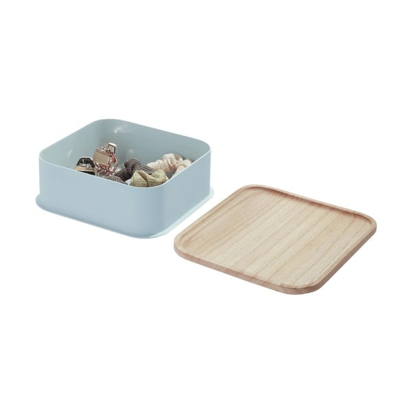 Cutie depozitare cu capac din lemn paulownia iDesign Eco, 21,3 x 21,3 cm, gri-image-3