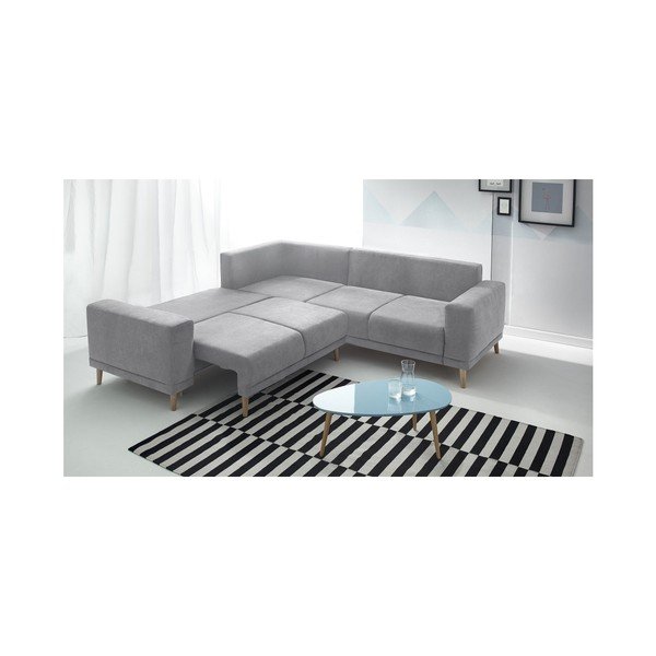 (calitate II) Colțar extensibil cu taburet Bobochic Paris Luna, gri-image-4