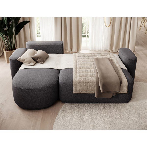 Colțar gri închis extensibil/cu spațiu de depozitare cu tapițerie din chenille (cu colț pe partea stângă/cu șezlong) Aurumm – ELTAP-image-4