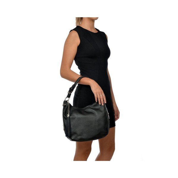 Geantă din piele Anna Luchini Noemi, negru-image-1