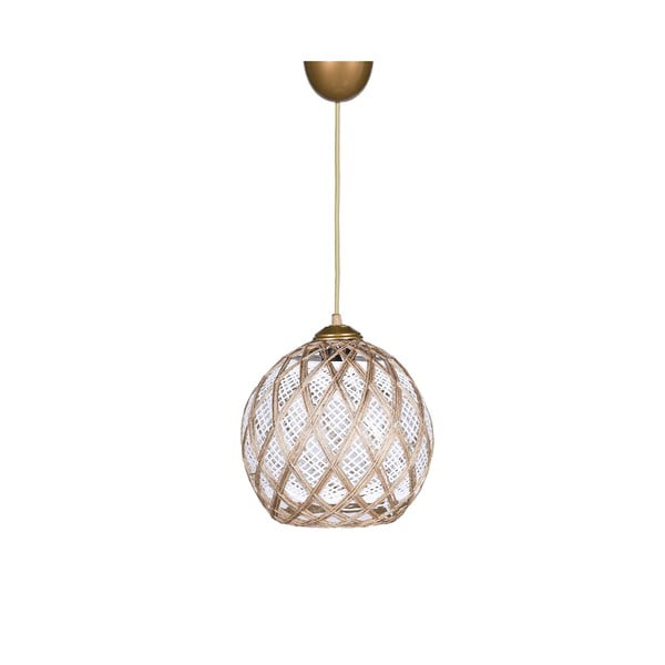 Lustră albă/bej cu abajur textil ø 22 cm – Opviq lights