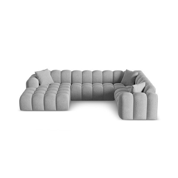 Colțar gri deschis cu tapițerie din chenille (cu colț pe partea dreaptă/în formă de "U") Treno – Cosmopolitan Design