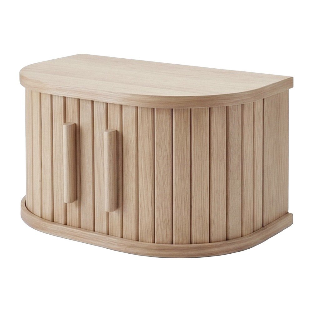 Noptieră în culoare naturală deschisă suspendată/cu rafturi cu aspect de lemn de stejar Meta – Unique Furniture