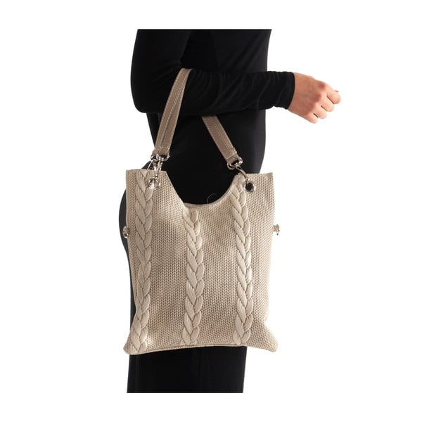 Poșetă din piele Mangotti 877, bej-image-4