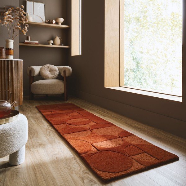 Covor tip traversă teracotă țesut manual din lână 60x230 cm Gigi – Flair Rugs-image-1