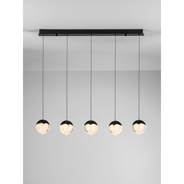 Lustră negru-mat LED cu intensitate reglabilă din aluminiu cu abajur din sticlă Alicia – Nova Luce-image-4