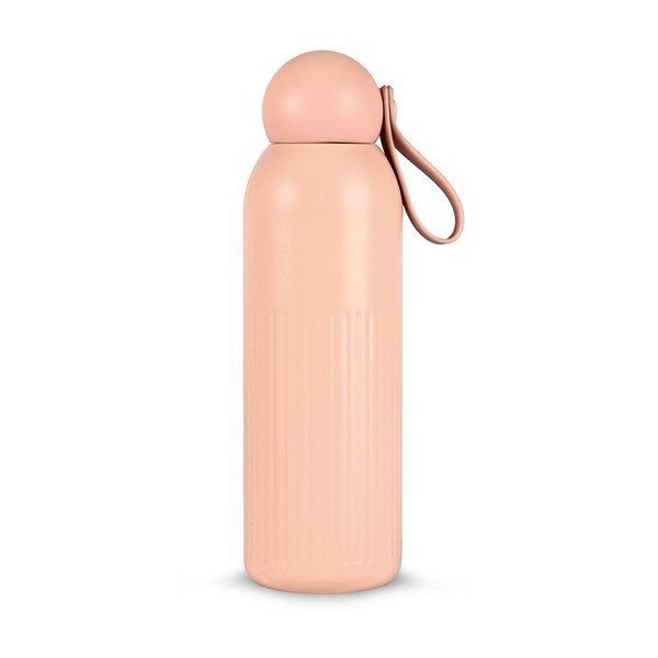 Sticlă termică roz cu pai din oțel inoxidabil 500 ml Tekla – Sagaform