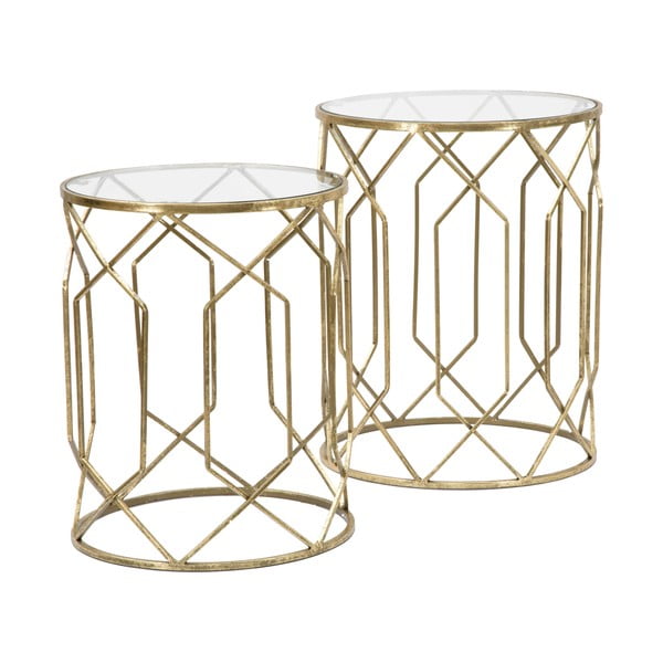 Măsuțe auxiliare rotunde cu blat din sticlă 2 buc. ø 42 cm Tunisi – Mauro Ferretti-image-2