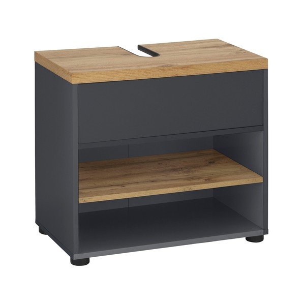 Dulap sub chiuvetă gri antracit cu aspect de lemn de stejar 60x57 cm Thessa – Støraa-image-1