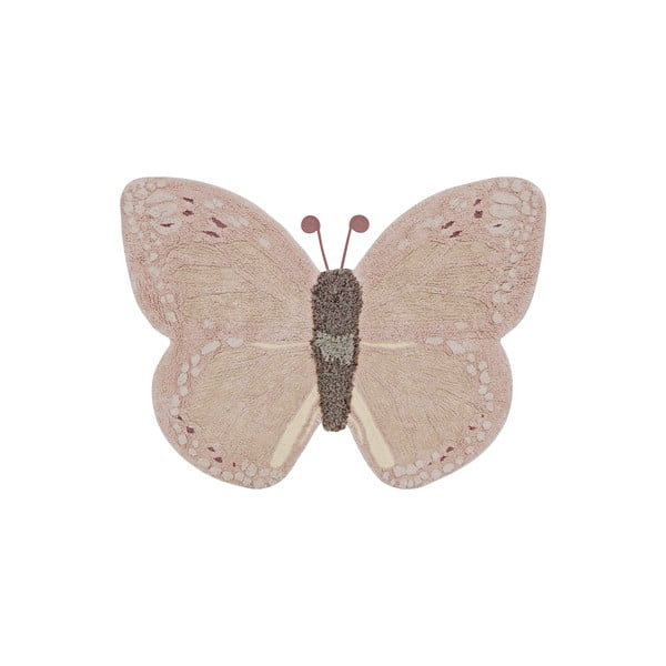 Covor pentru copii roz deschis/bej lavabil/țesut manual din bumbac 90x120 cm Baby Butterfly – Lorena Canals