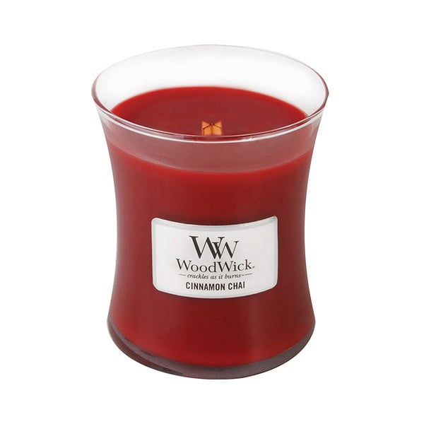 Lumânare parfumată WoodWick, aromă de scorțișoară și vanilie, 275g, 60 ore