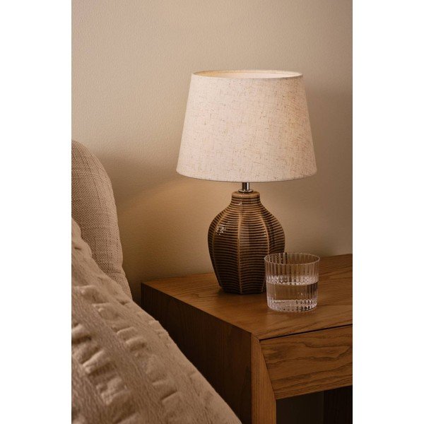 Veioză bej/maro închis din ceramică (înălțime 34 cm) Wera – Jotex-image-1