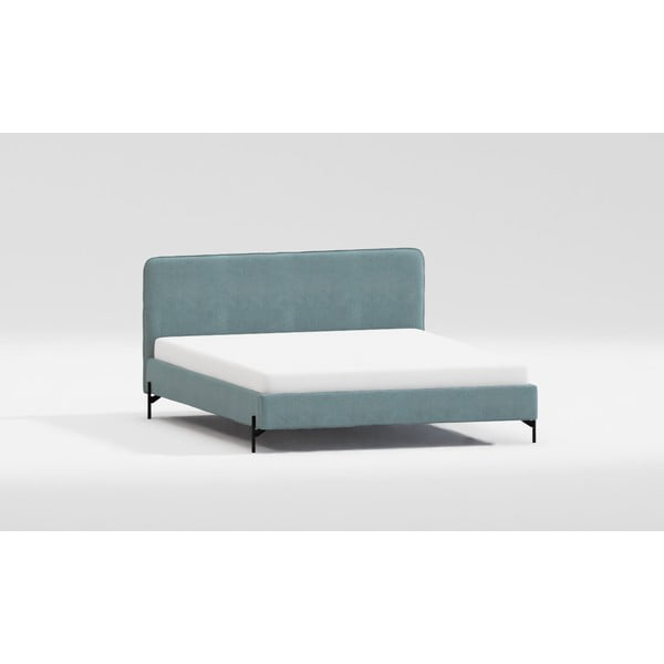 Pat matrimonial albastru deschis tapițat cu somieră 180x200 cm Barker – Ropez-image-4