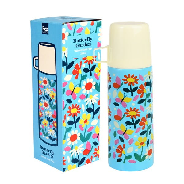 Termos albastru-crem pentru copii 350 ml Butterfly Garden – Rex London-image-2