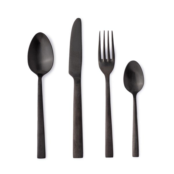 Tacâmuri negre din oțel inoxidabil 16 buc. pentru 4 persoane Hestia – Bizzotto