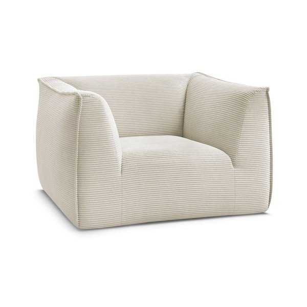 Fotoliu bej cu tapițerie din catifea reiată Giorgia – Bobochic Paris