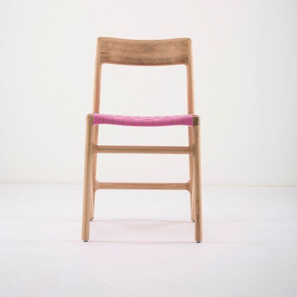 Scaun din lemn masiv de stejar Gazzda Fawn, roz-image-3