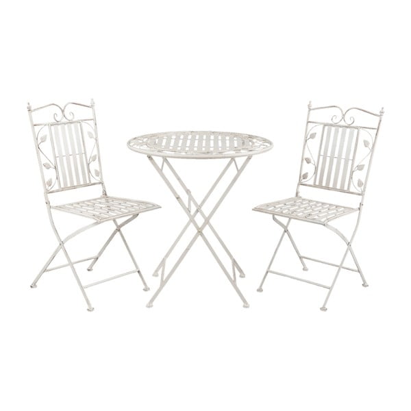 Set masă și 2 scaune Clayre & Eef, alb