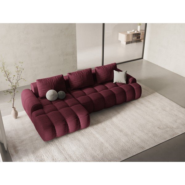 Colțar burgundy extensibil/cu spațiu de depozitare (cu colț pe partea stângă/cu șezlong) Linz – Cosmopolitan Design-image-1