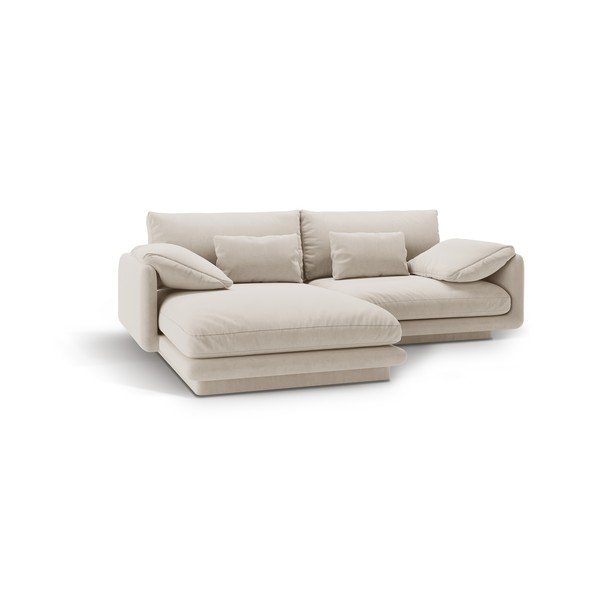 Colțar alb cu tapițerie din catifea (cu colț pe partea stângă /cu șezlong) Torino – Micadoni -image-2