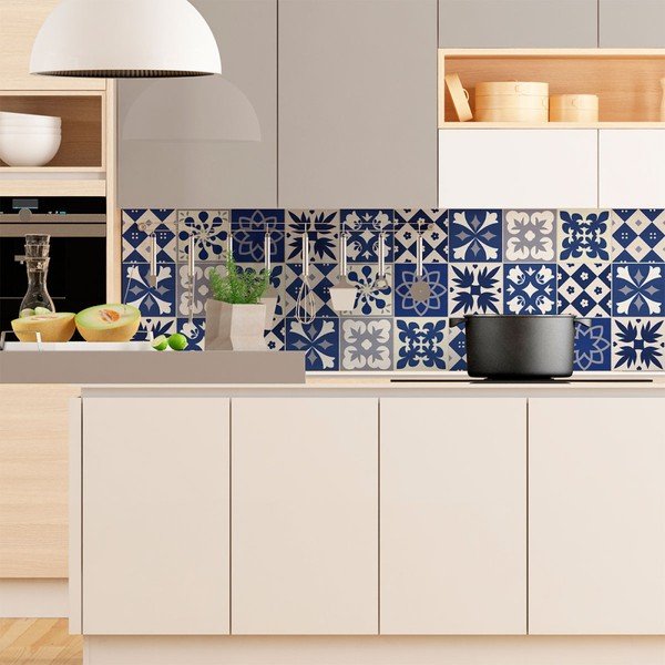 Set 9 autocolante de perete Ambiance Cement Tiles Linia, 10 x 10 cm-image-3