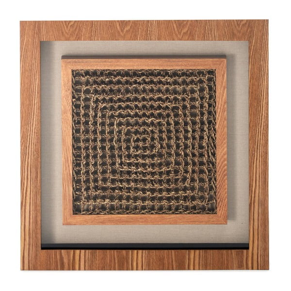 Decorațiune de perete lucrată manual în ramă Vivorum Dark Crochet, 60 x 60 cm 