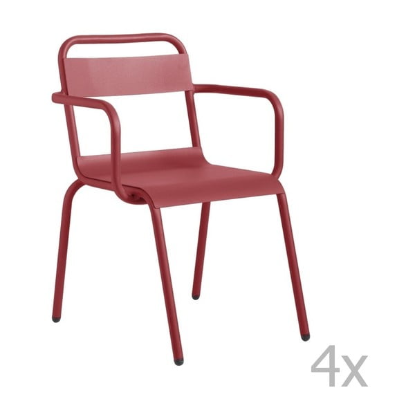 Set 4 scaune de grădină, cu cotiere Isimar Biarritz, roșu închis
