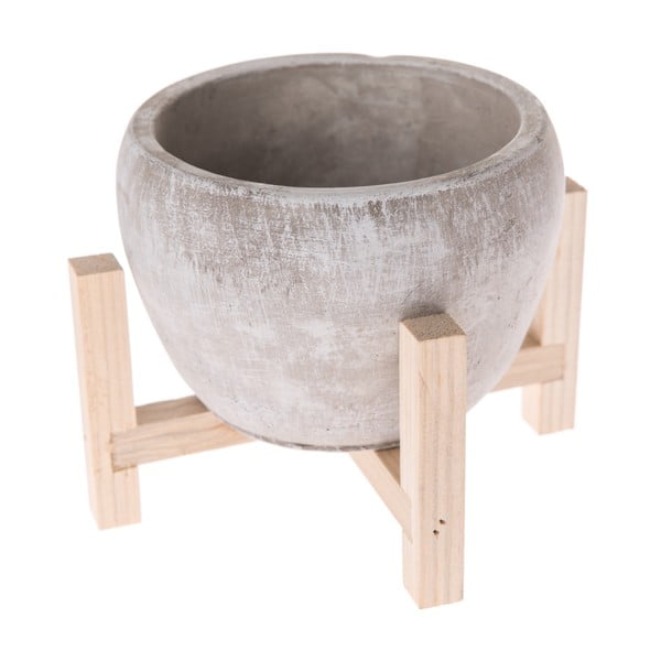 Ghiveci din beton cu suport din lemn Dakls Natural, ø 16,8 cm, gri