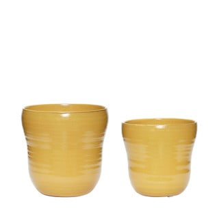 Set 2 ghivece din ceramică Hübsch Tina, galben