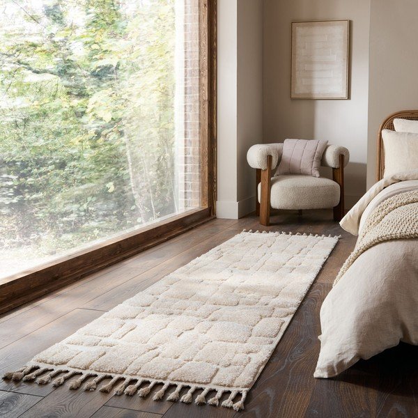 Covor tip traversă crem 80x300 cm Esra Cobbled – Flair Rugs-image-1