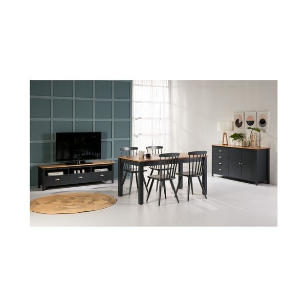 Masă extensibilă din lemn masiv de pin Marckeric Jade, 150 x 85 cm, gri antracit-image-4