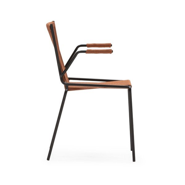 Scaune de dining teracotă cu cotiere/stivuibile 2 buc. din metal Emily – Marckeric-image-3