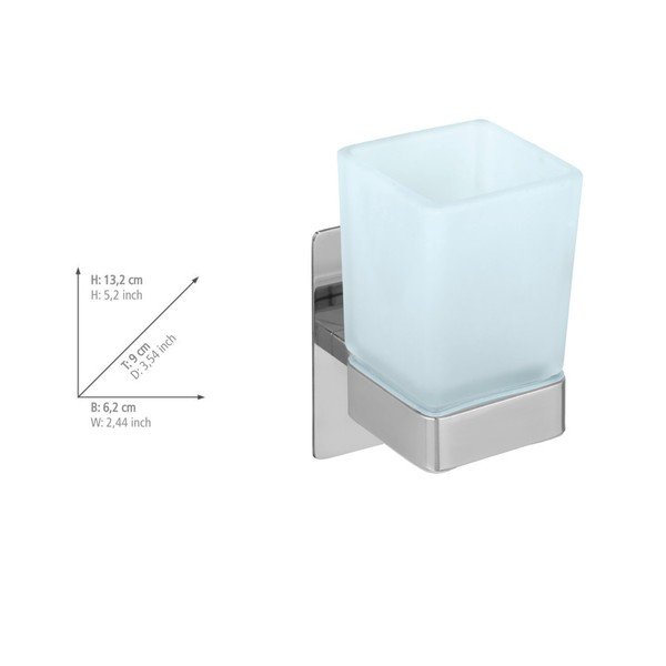 Suport pentru periuța de dinți argintiu lucios autoadeziv din sticlă Genova – Wenko-image-4