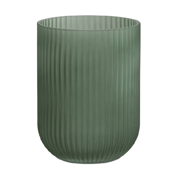 Vază din sticlă J-Line Ribbed, înălțime 23,5 cm, verde