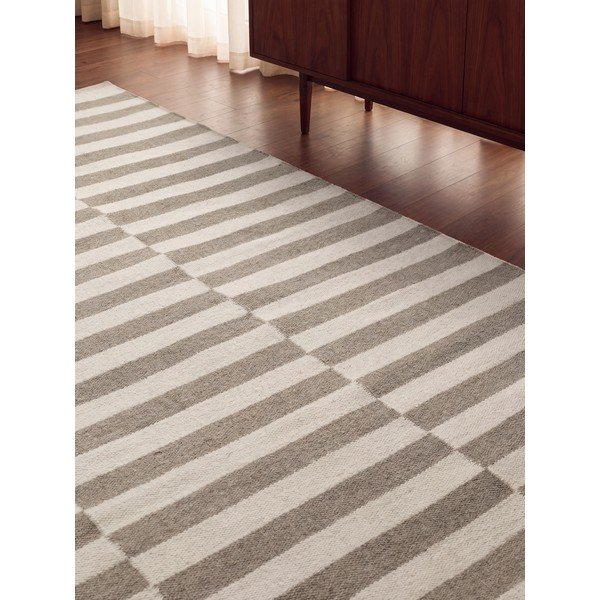 Covor alb/gri reversibil/țesut manual din lână 200x300 cm Vika – Hanse Home-image-4