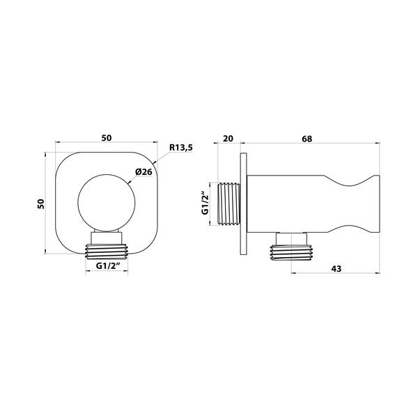 Componentă de conectare pentru duș negru-mat din alamă – Sapho-image-1