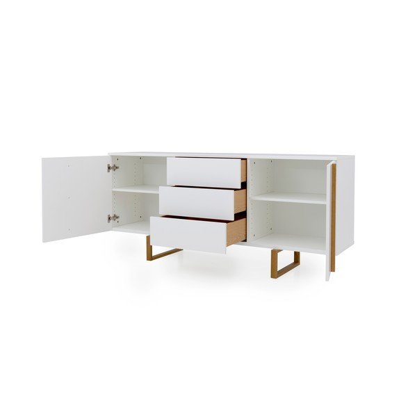 Comodă cu picioare de stejar Tenzo Birka, 176,5 x 78 cm, alb-image-4