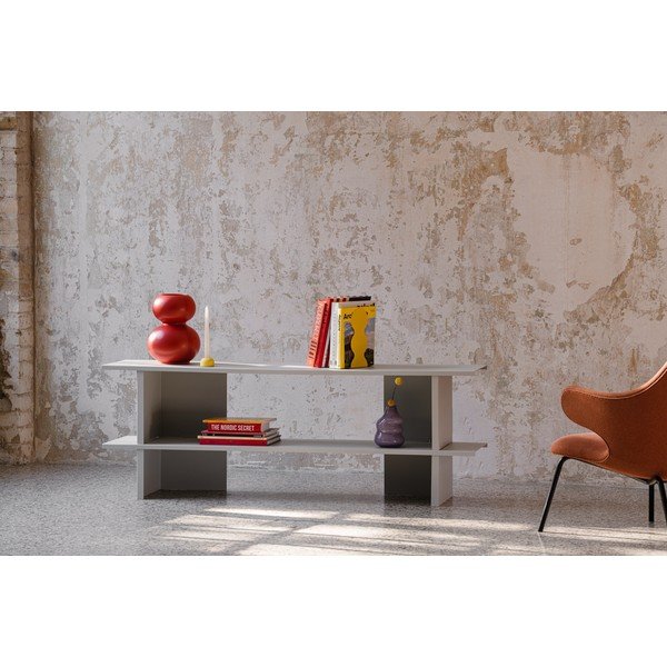 Etajeră gri deschis din metal 160x57x37 cm Hes – noo.ma-image-1