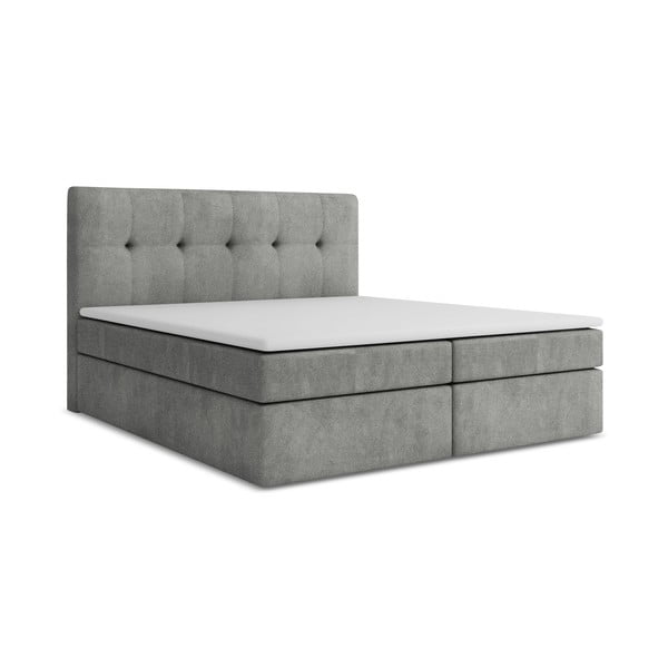 Pat boxspring gri cu spațiu de depozitare 140x200 cm Palta – Makamii