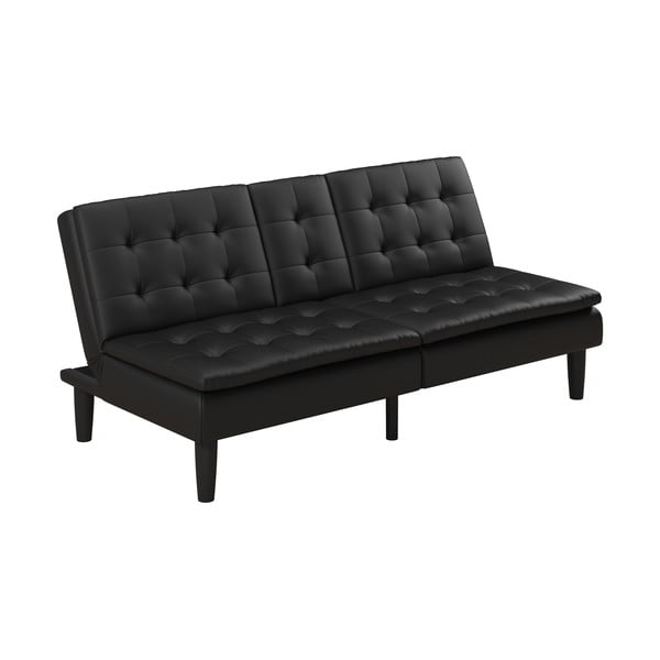 Canapea neagră extensibilă cu tapițerie din imitație de piele 191 cm Maine – Støraa-image-2